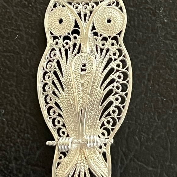 Sterling silver Owl brooch - Picture 3 of 5